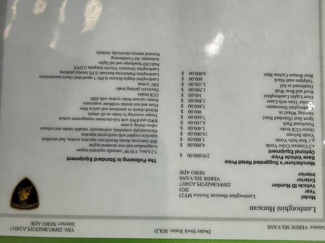 2023 Lamborghini Huracan Tecnica